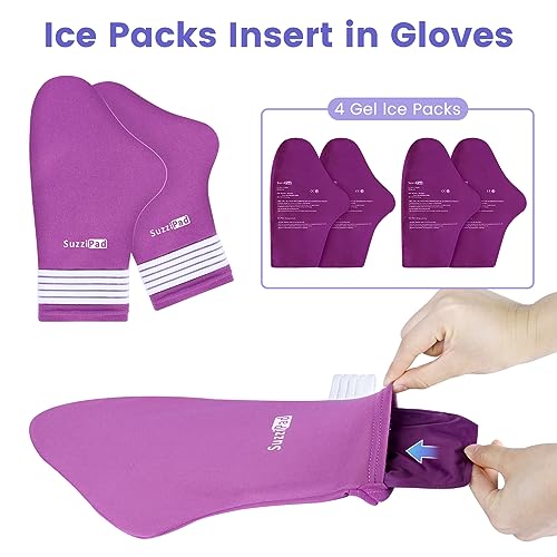 SuzziPad Replacement Ice Gel Packs for Cold Therapy Gloves and Socks(10-Piece Set), S/M, Purple - Image 2