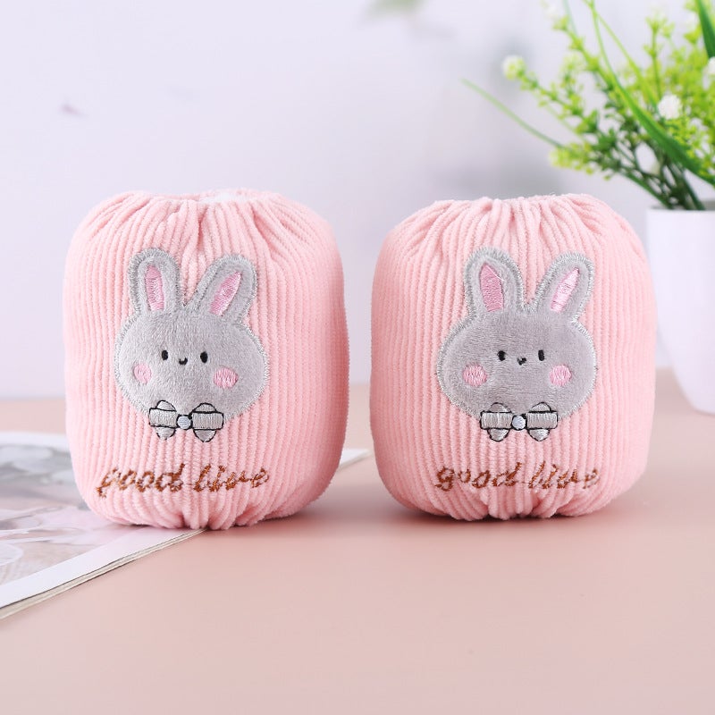 Cute Rabbit Childrens Sleevecover Warm Winter Protection Against Dirt Stain For 0-4 Years Old Boys Girls Pink 