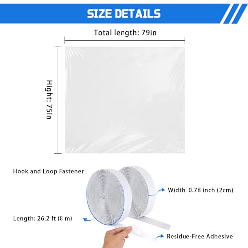 Vteyeya Heavy Duty Window Insulation Kit for Winter - 75 in x 79 in Clear Plastic 180㎛ Thick Shrink Film on Windows and Patio Doors, Reusable Storm Window Kit​ for Sliding Doors & Large Windows​ - Image 3