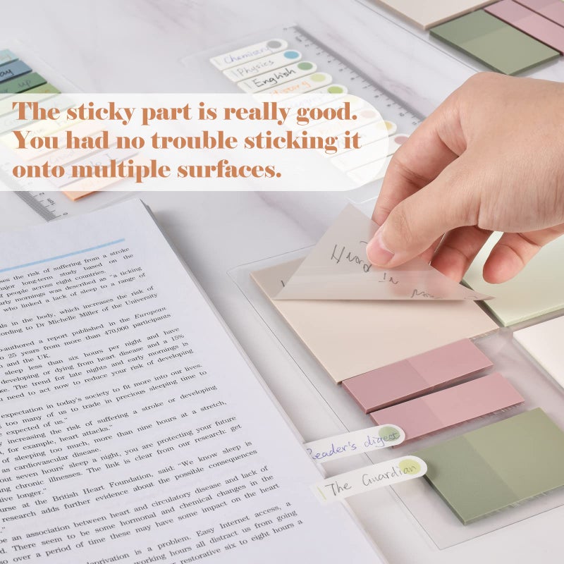 BAYTORY 700 Sheets Transparent Sticky Notes, Clear Waterproof 3 x 3 inch See Through Memo Pad, Self-Adhesive Translucent Writable Index Tabs for Annotating Books, Office & School Study Supplies - Image 5