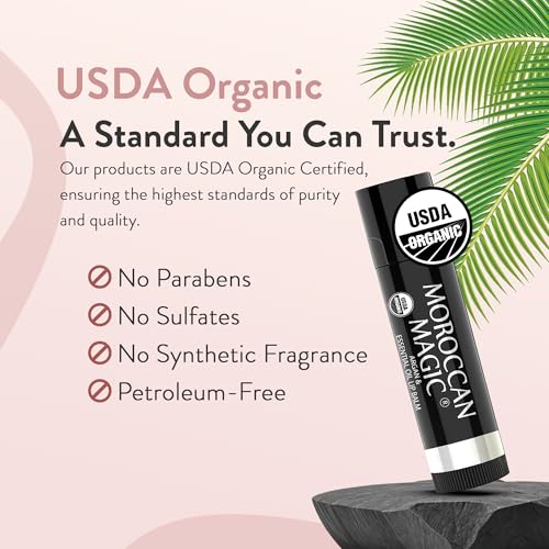 Moroccan Magic Organic Pure Coconut Lip Balm 3 Pack | Ultra-Hydrating Argan & Essential Oil Lip Moisturizer + Vitamin E | Natural Chapstick for Dry Lips | Smooth, Non-Toxic | Organic Lip Balm - Image 4