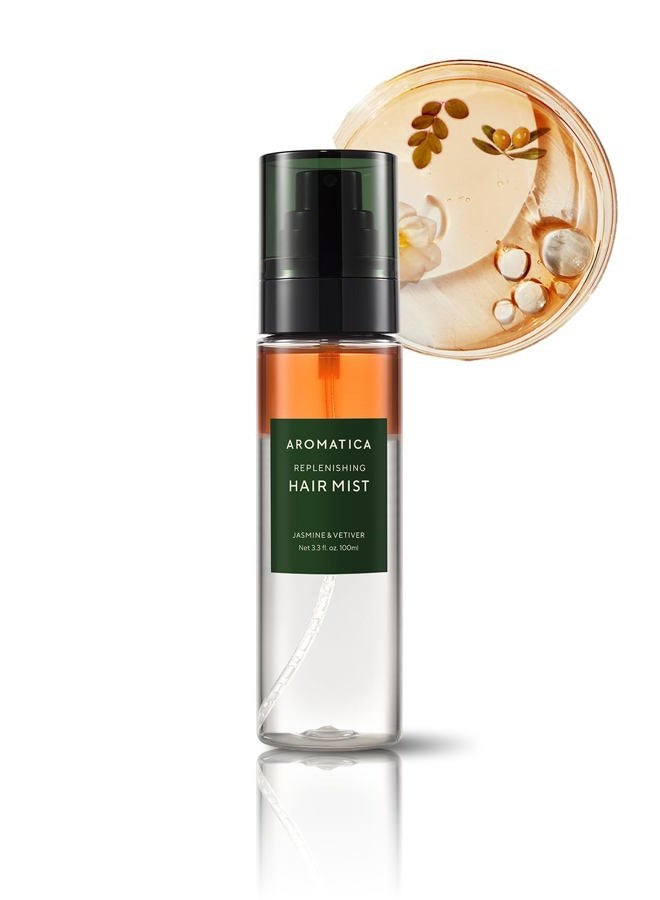 AROMATICA Replenishing Hair Mist Jasmine & Vetiver - Leave-in Conditioner Spray & Blow Out Hair Perfume Oil for Women - Silicone-Free, Detangling, Smoothing & Moisturizing (3.3fl oz) - Image 1