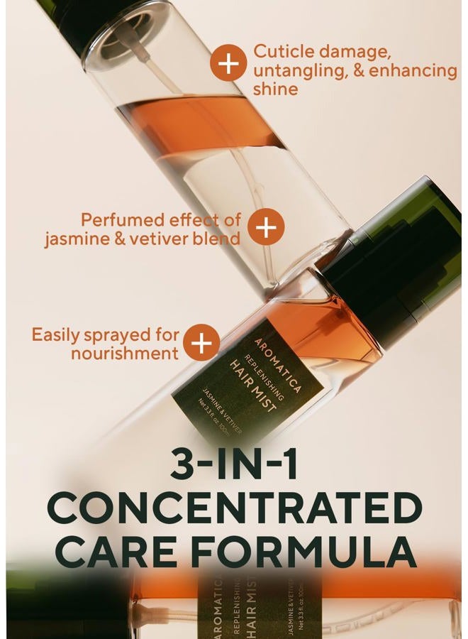 AROMATICA Replenishing Hair Mist Jasmine & Vetiver - Leave-in Conditioner Spray & Blow Out Hair Perfume Oil for Women - Silicone-Free, Detangling, Smoothing & Moisturizing (3.3fl oz) - Image 3