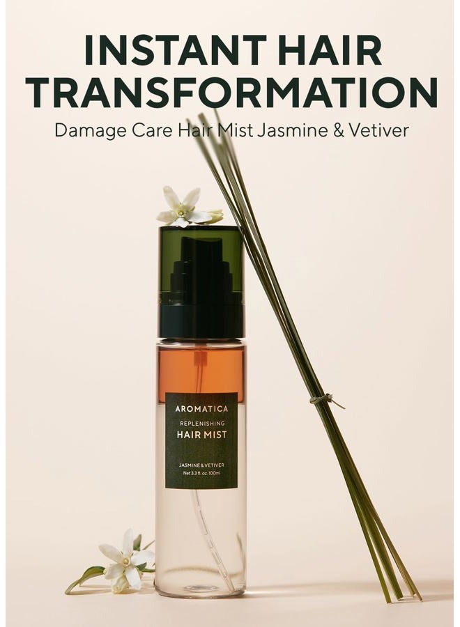 AROMATICA Replenishing Hair Mist Jasmine & Vetiver - Leave-in Conditioner Spray & Blow Out Hair Perfume Oil for Women - Silicone-Free, Detangling, Smoothing & Moisturizing (3.3fl oz) - Image 2