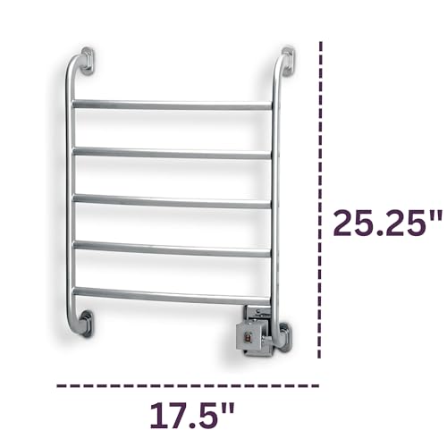 Warmrails Regent Towel Warmer - Wall Mounted Towel Warmer Rack for Drying Towels and Garments - 25.5-Inch Chrome Finish Frame with 5 Bars - Model HSRC - Image 2