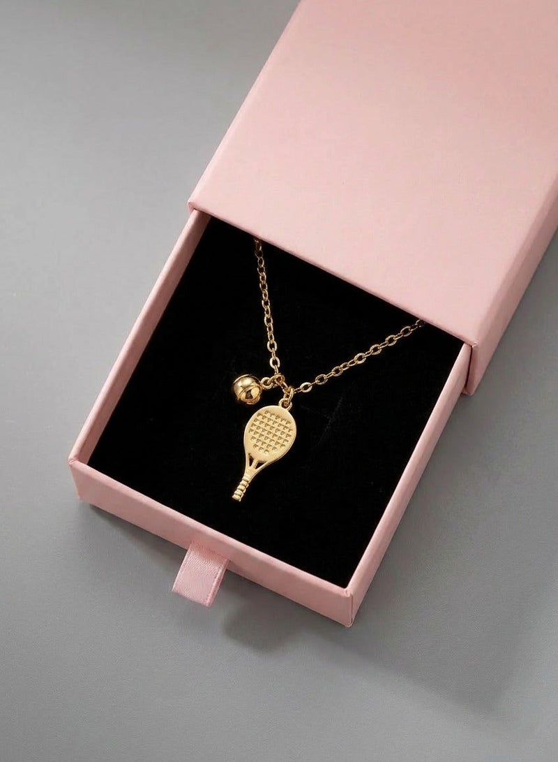 SVL Gold Plated Padel Necklace - Premium Gift for Women Padel Players with Adjustable Chain & Box - Image 2