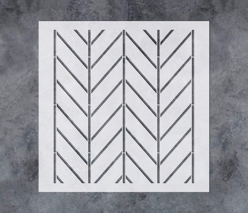 GSS Designs Herringbone Wall Stencil  Modern Geometric Wall Stencils for Painting 12x12 Inch  Rustic Stencil Pattern for Walls Woods Canvas