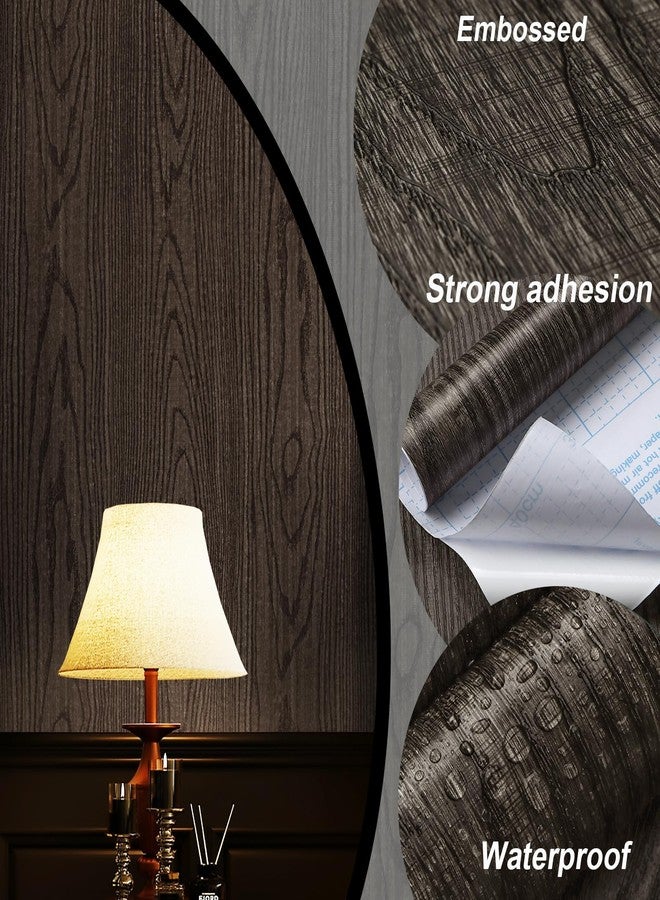 Dimoon Black Wood Wallpaper Wood Contact Paper Thickened Embossed Gray Wood Grain Wallpaper Peel and Stick Wallpaper Removable Wood Rustic Selfadhesive Vintage Countertops Vinyl Roll 118"x15.7" - Image 2