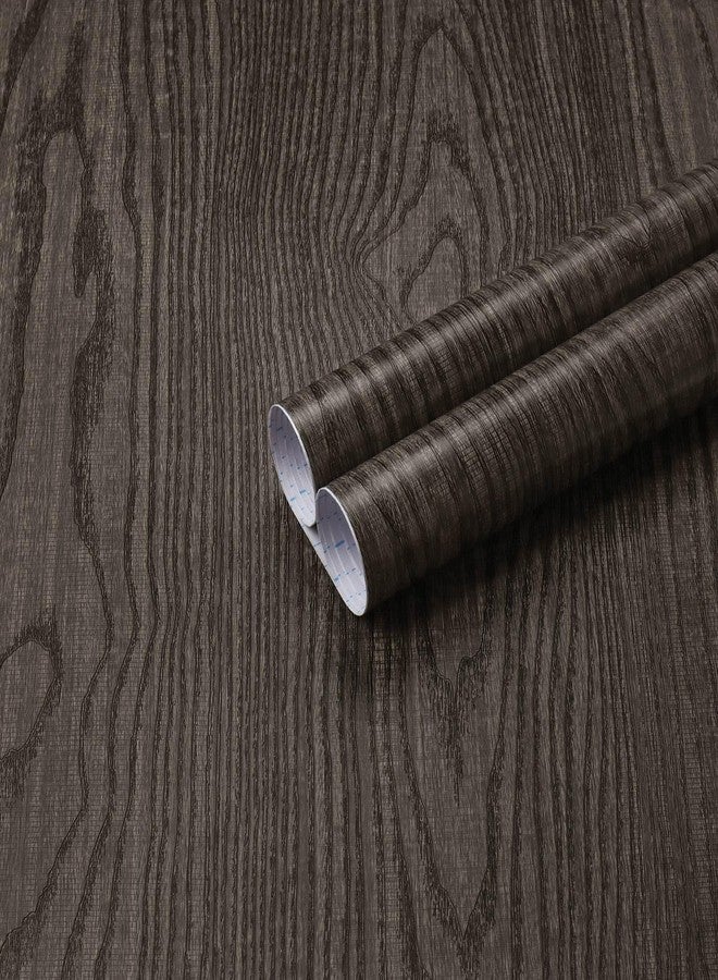 Dimoon Black Wood Wallpaper Wood Contact Paper Thickened Embossed Gray Wood Grain Wallpaper Peel and Stick Wallpaper Removable Wood Rustic Selfadhesive Vintage Countertops Vinyl Roll 118"x15.7" - Image 1
