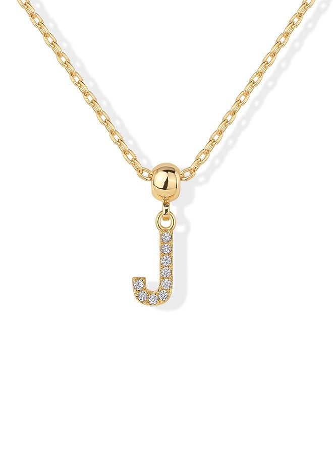 PAVOI 14K Yellow Gold Plated Initial Letter Dainty Necklace with Charms - Adjustable Chain Gold Charm Initial Necklaces for Women - Small Alphabet Letters Removable Pendants - Cute Jewelry Gifts - J - Image 1