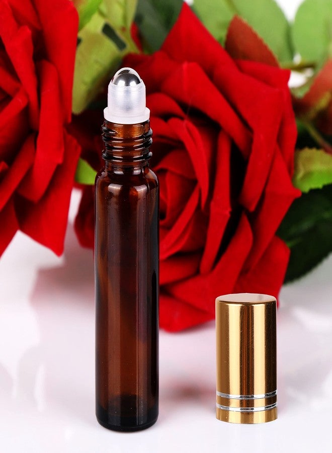 inice 100 10ml Amber Galss Roller Bottles Essential Oils Applicator With Stainless Steel Roller Balls Aluminium Alloy Cap - Image 2