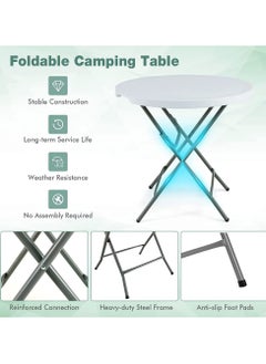 SunBoat Commerce ‎80cm Round Folding Table ‎HDPE granite series  - Image 5