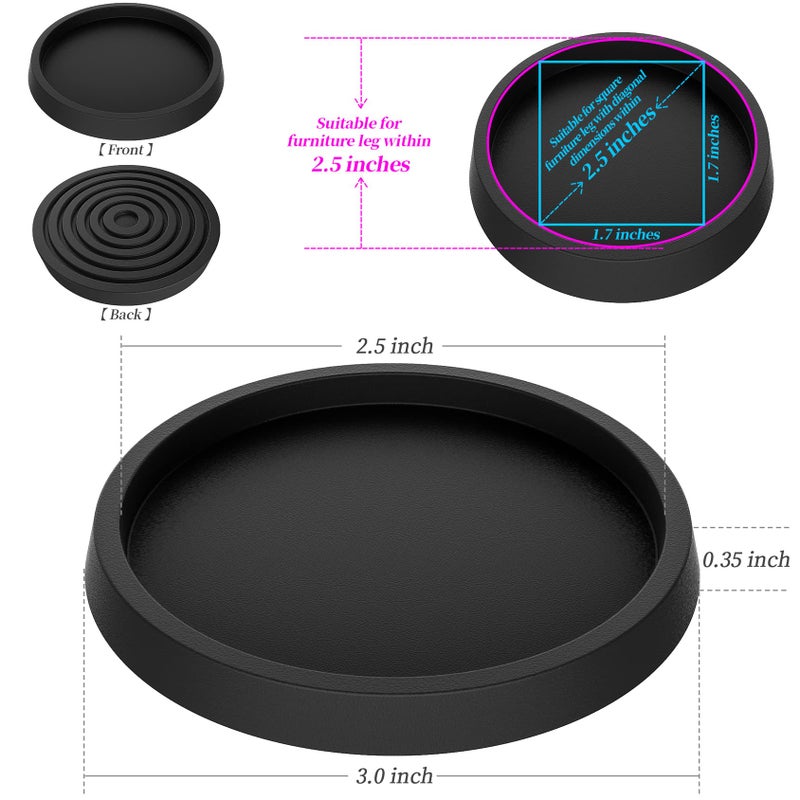 ARLX Furniture Leg Coasters 8Pcs Caster Cups 2.5 Non Slip Rubber Pads Hardwood Floors Protectors For Sofa Bed Piano Chair Leg Anti Slide Floor Protector - Image 3