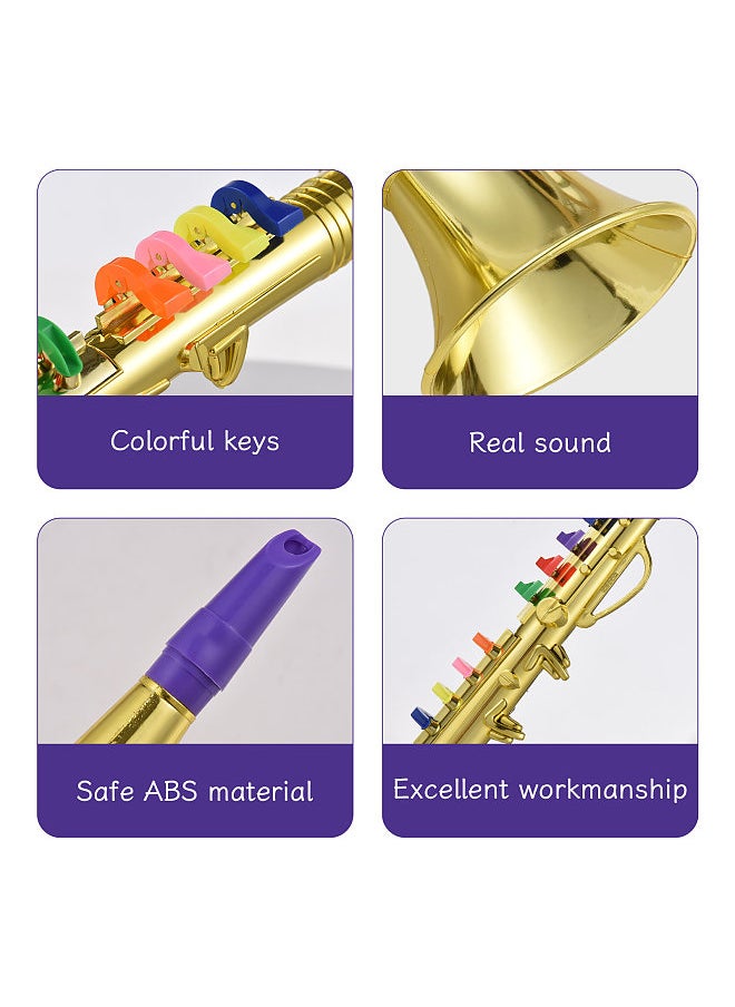Clarinet with 8 Colored Coded Keys  Kids Musical Wind Instruments Eco-friendly ABS Early Educational Mimic Saxophone for Kids Toddlers