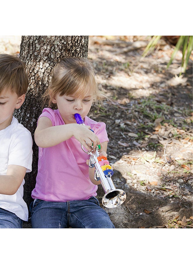 Clarinet with 8 Colored Coded Keys  Kids Musical Wind Instruments Eco-friendly ABS Early Educational Mimic Saxophone for Kids Toddlers