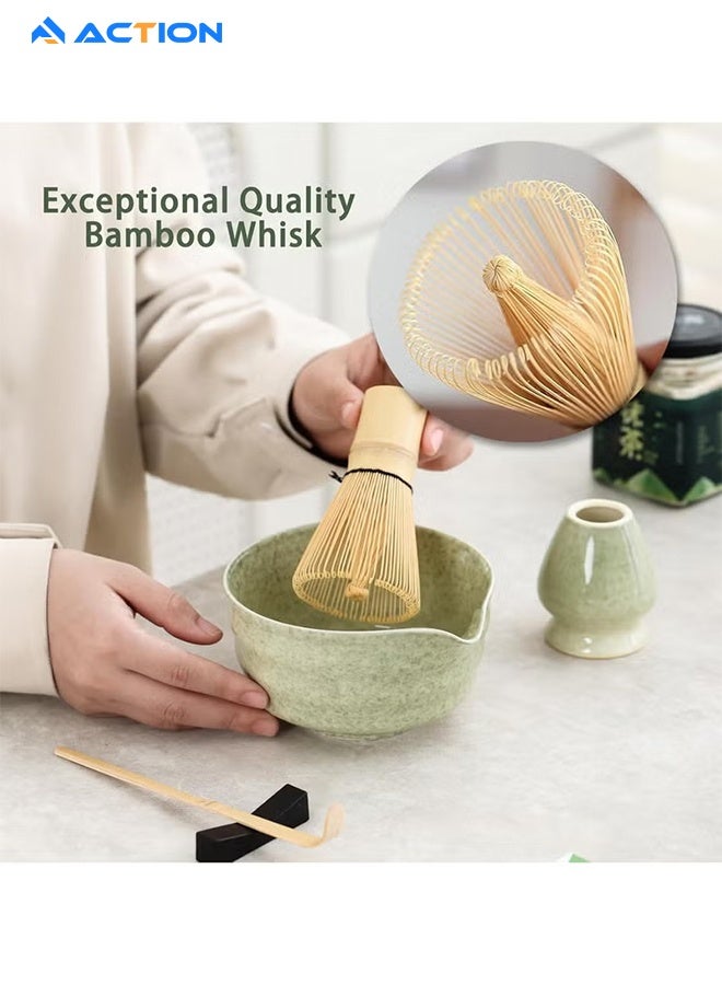 ACTION Matcha Set - Match Bowl And Whisk, Matcha Scoop | Matcha Whisk Stand (Chasen Holder) - 4pc Perfect Matcha Kit For Matcha Tea Ceremony (Green) - Image 3