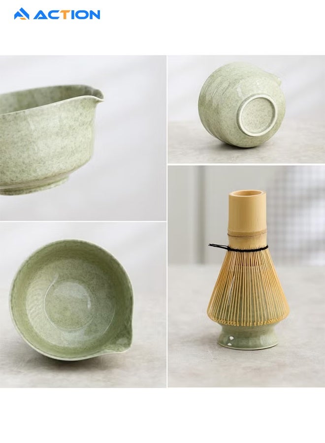 ACTION Matcha Set - Match Bowl And Whisk, Matcha Scoop | Matcha Whisk Stand (Chasen Holder) - 4pc Perfect Matcha Kit For Matcha Tea Ceremony (Green) - Image 5