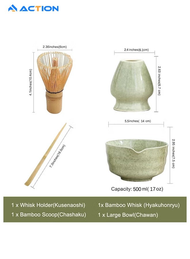 ACTION Matcha Set - Match Bowl And Whisk, Matcha Scoop | Matcha Whisk Stand (Chasen Holder) - 4pc Perfect Matcha Kit For Matcha Tea Ceremony (Green) - Image 2
