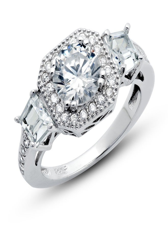 Metal Factory Sz 8 Sterling Silver Cubic Zirconia CZ Promise Engagement 2.15 ct.tw Band Ring