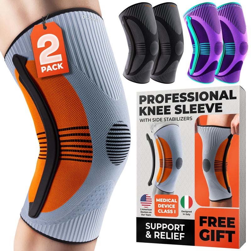 DR. BRACE ELITE Knee Brace with Size Stabilizer (2 Pack) Knee Brace for Women & Men, Workout, Sports, Daily Knee Compression Sleeve for Maximum Knee Pain Support & Fast Recovery (Venus, Large) - Image 1