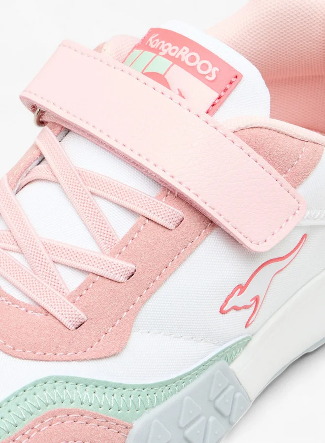 kangaROOS Girls' Colourblock Sports Shoes with Hook and Loop Closure