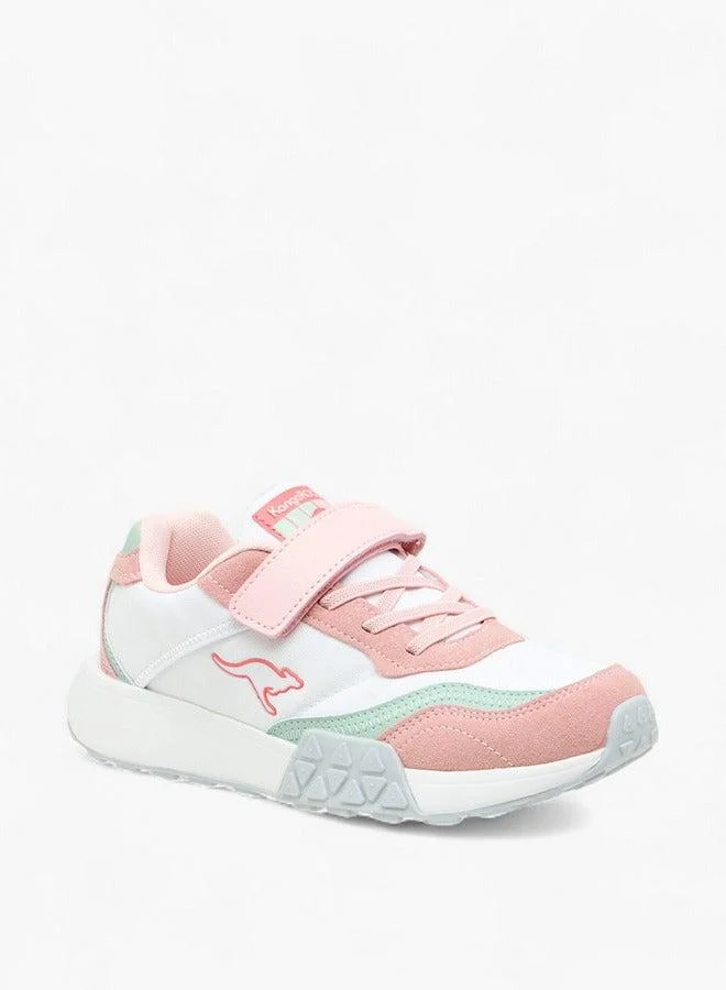 kangaROOS Girls' Colourblock Sports Shoes with Hook and Loop Closure