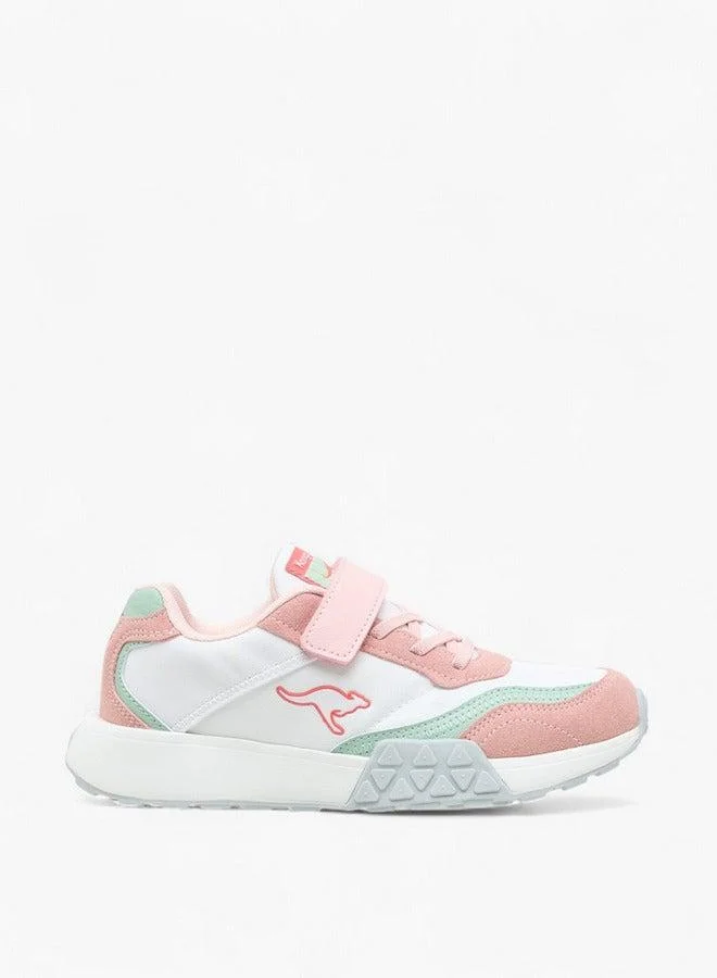 kangaROOS Girls' Colourblock Sports Shoes with Hook and Loop Closure