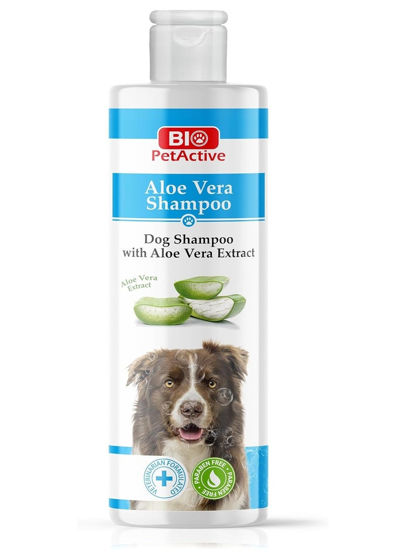 Bio PetActive Aloe Vera Dog Shampoo 400ml Sensitive Dog Shampoo with Aloe Vera Cleansing and Moisturising Dog Wash Long Lasting Floral Scent to Prevent Smelly Dogs Grooming Products for Dogs - Image 1