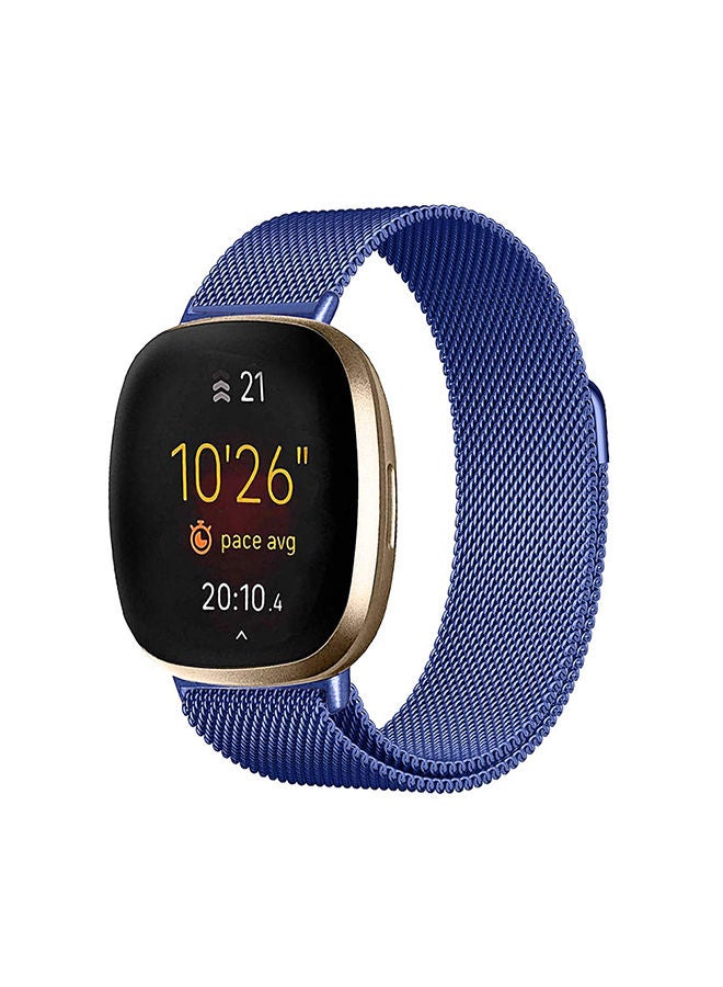 O Ozone Metal Bands for Fitbit Versa 3/Versa 4/Fitbit Sense/Sense 2 Strap, Milanese Loop Stainless Steel Metal Adjustable Magnetic Strap Wristband (Blue) - Image 1
