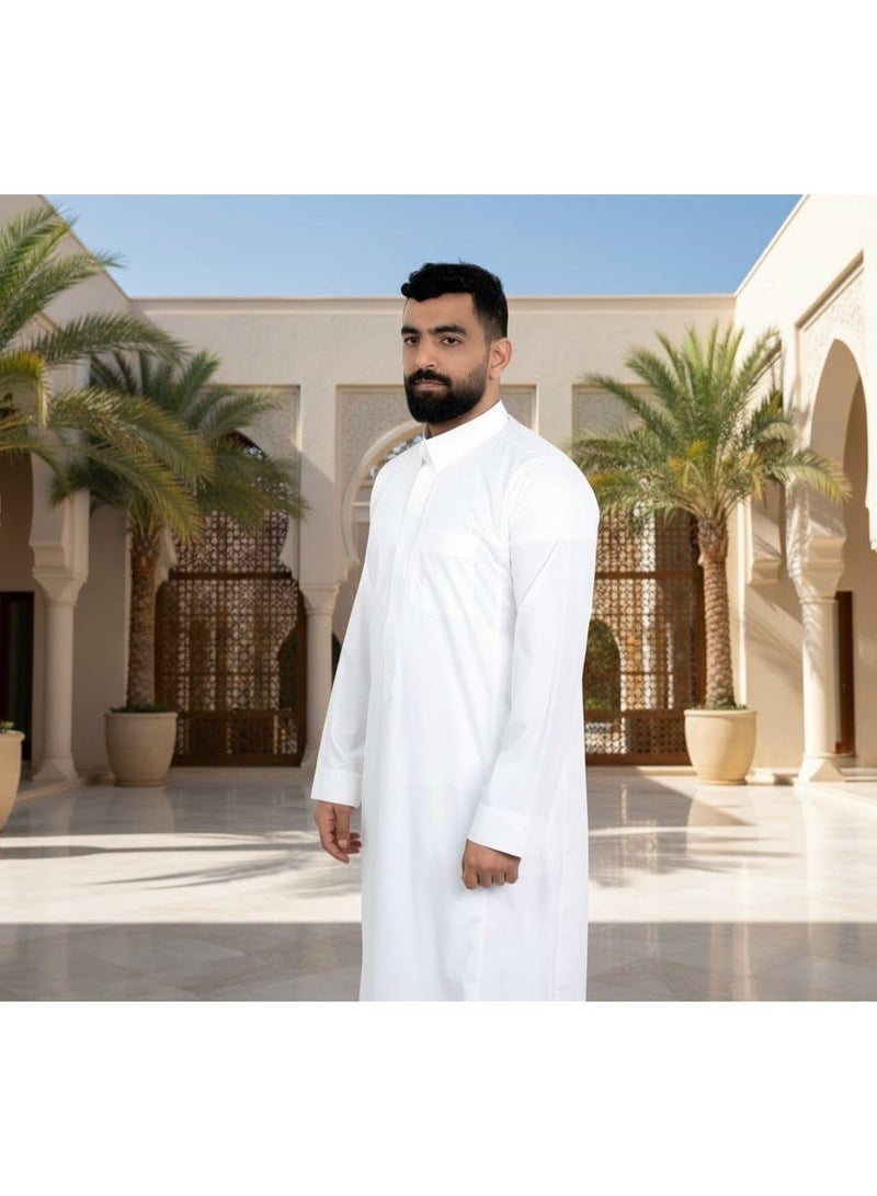 FIDCHY Saudi Men’s Luxury Thobe Qallab Style – Plain Cuffs – Premium Fabric with Elegant Modern Fit - Image 5