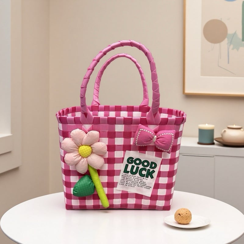 Women's Colorful Woven Handbag - Image 4