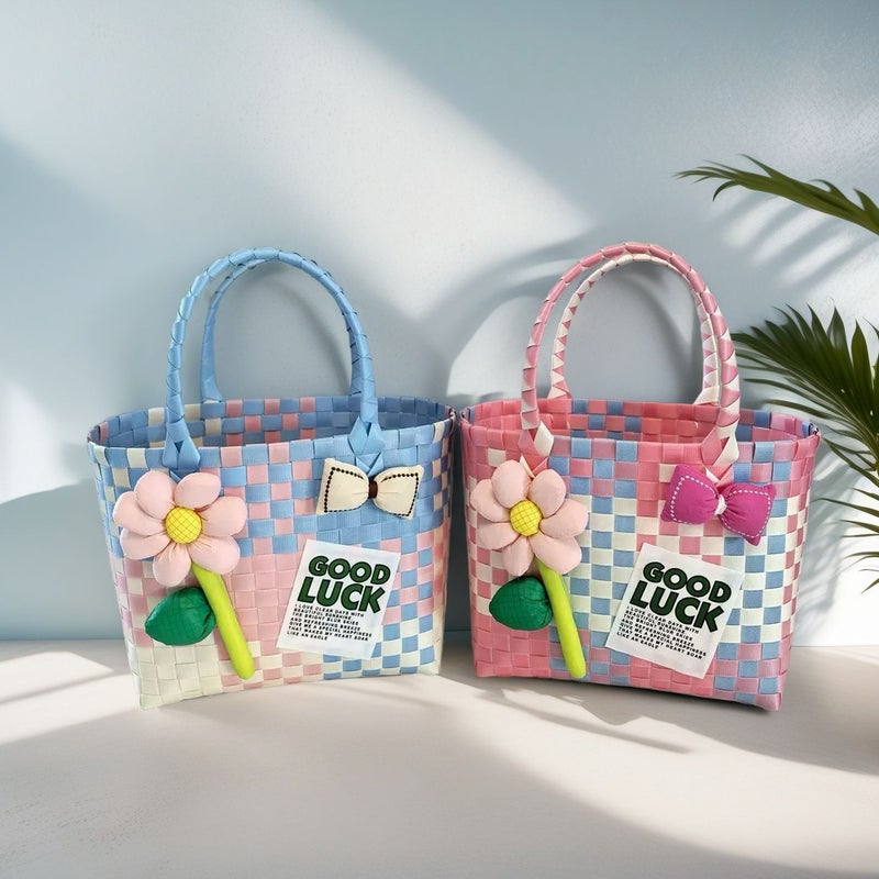 Women's Colorful Woven Handbag - Image 3