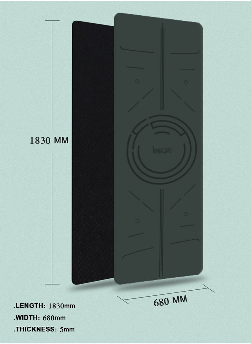 KAWN.YOGA - Black Mat. Non-Slip. Strap Included. High Performance Material Exercise Mat Ideal For Hiit, Plates, Yoga And Other Workouts - Image 1