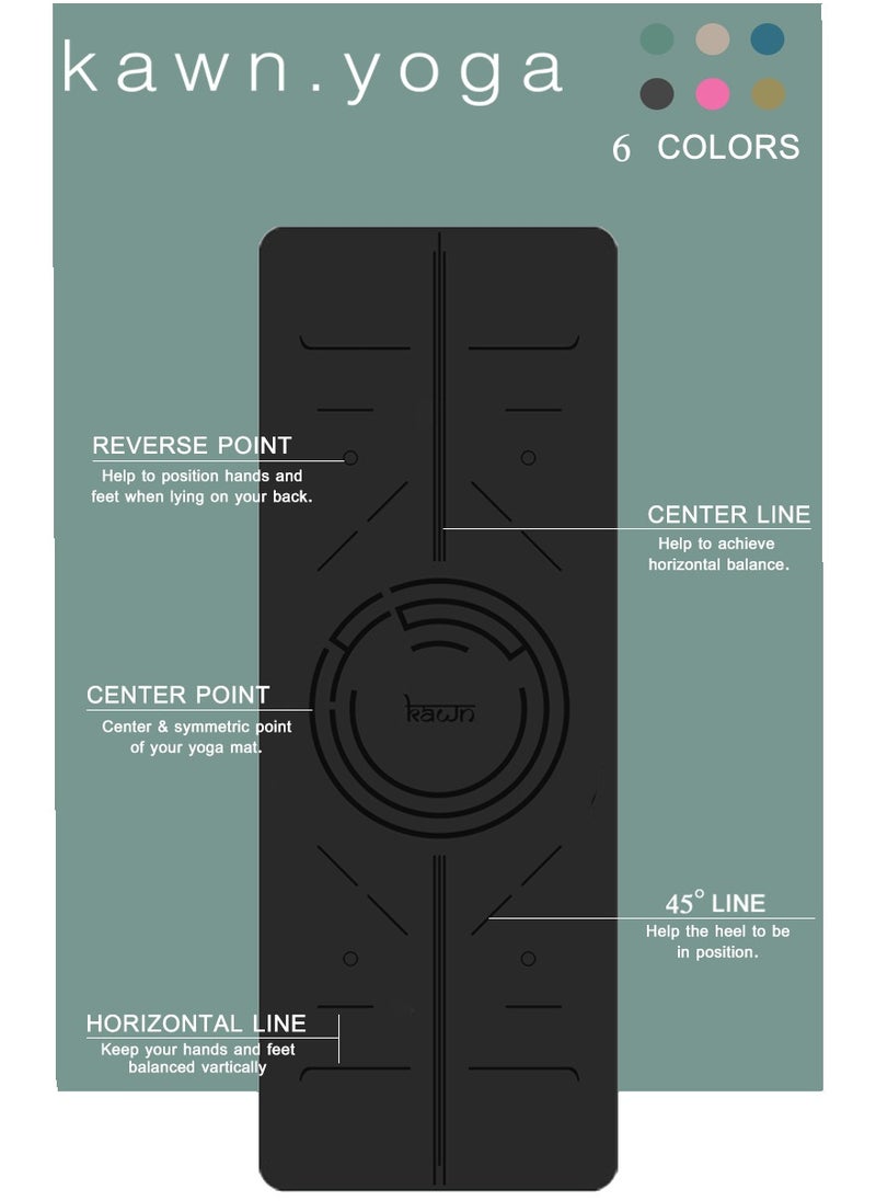 KAWN.YOGA - Black Mat. Non-Slip. Strap Included. High Performance Material Exercise Mat Ideal For Hiit, Plates, Yoga And Other Workouts - Image 1