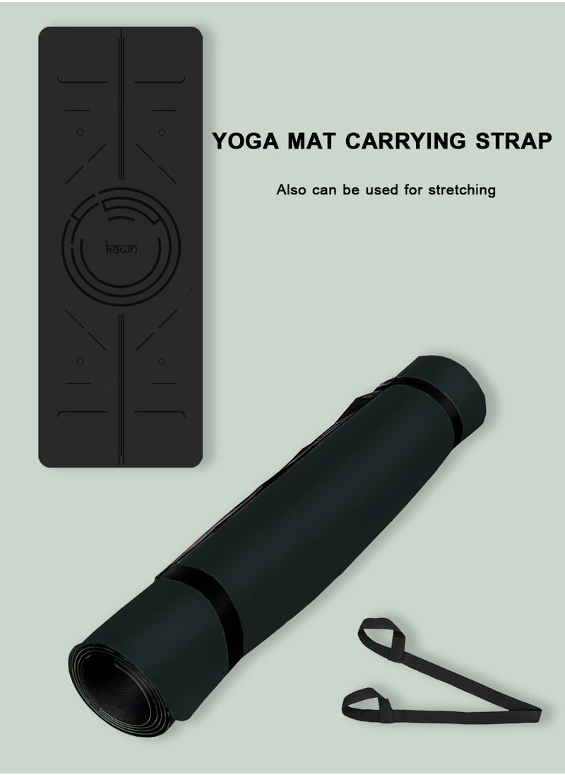 KAWN.YOGA - Black Mat. Non-Slip. Strap Included. High Performance Material Exercise Mat Ideal For Hiit, Plates, Yoga And Other Workouts - Image 1
