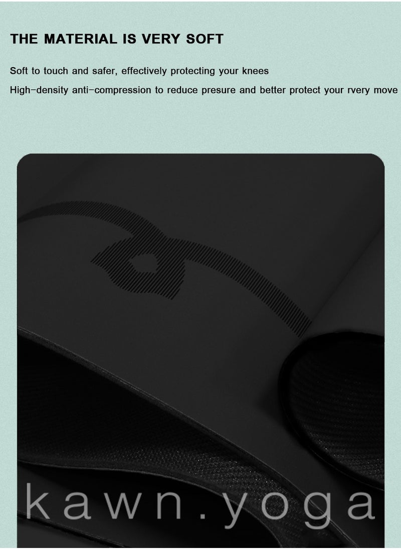 KAWN.YOGA - Black Mat. Non-Slip. Strap Included. High Performance Material Exercise Mat Ideal For Hiit, Plates, Yoga And Other Workouts - Image 1