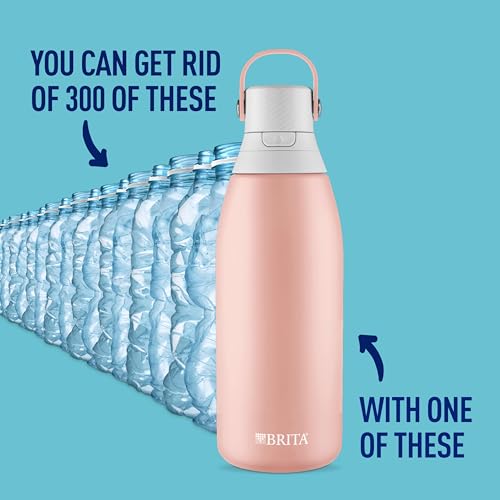 Brita Stainless Steel Premium Filtering Water Bottle, BPA-Free, Reusable, Insulated, Replaces 300 Plastic Water Bottles, Filter Lasts 2 Months or 40 Gallons, Includes 1 Filter, Rose - 32 oz. - Image 2
