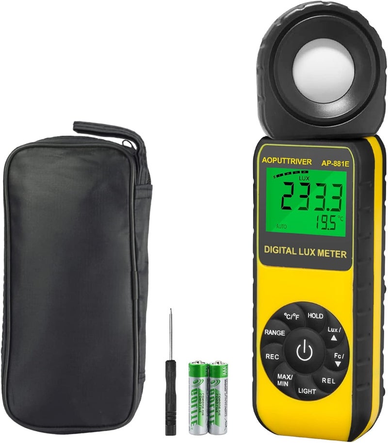 AOPUTTRIVER Digital Illuminance Light Meter,0.01~300,000 Measurement Range Lux Meter Foot Candles Luxmeter with 270º Rotated Sensor for Indoor Outdoor Light Meters for Plants (AP-881E) - Image 1