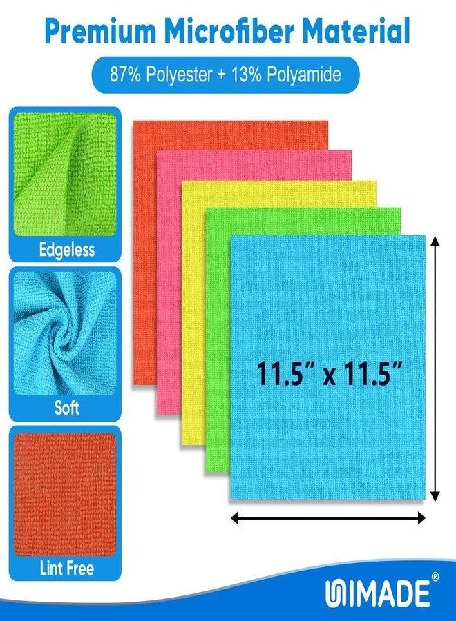 UNIMADE Microfiber Cleaning Cloth, 10 Pack Reusable Microfiber Towels for Cars Lint Free Cleaning Shop Towel Rags for Home Kitchen Automotive Bar Mechanic Restaurant Garage, 11.5"x 11.5", Multicolor - Image 2
