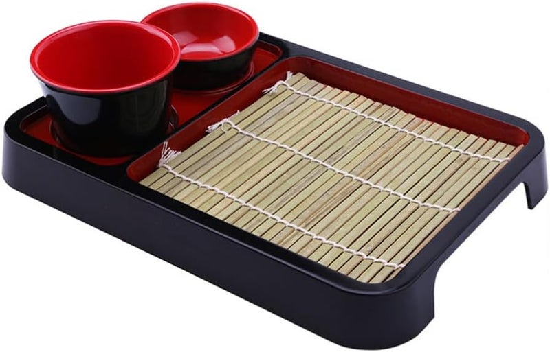 OSALADI Japanese Soba Noodle Plates Sushi Plate Set Cold Noodle Plate With Dipping Cup Sushi Serving Tray For Kitchen Restaurant - Image 1