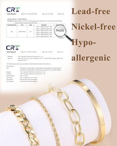 TEN MIRO 16k Chunky Gold Plated Bracelets for Women Non Tarnish, Womens Gold Plated Bracelets Stack Layered Chunky Chain Bracelets Waterproof Bangle Cuff Bracelet Mothers' Day Jewelry Gifts - Image 4
