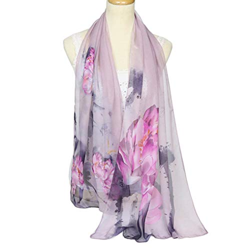 Acotavie Scarfs for Women Lightweight Print Floral Pattern Scarf Fashion Scarves Sunscreen Wraps Shawls (Lotus&Purple) - Image 2