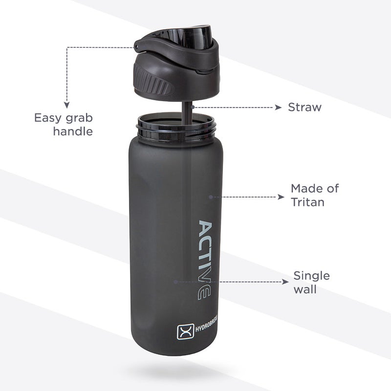 HYDROBREW Sip Switch Tritan Water Bottle 1000ml Leakproof, BPA Free, Straw & Spout Lid- Carbon - Image 5