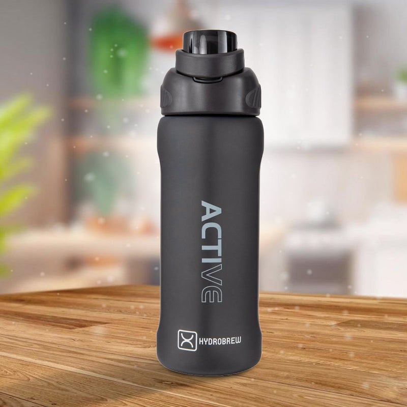 HYDROBREW Sip Switch Tritan Water Bottle 1000ml Leakproof, BPA Free, Straw & Spout Lid- Carbon - Image 2