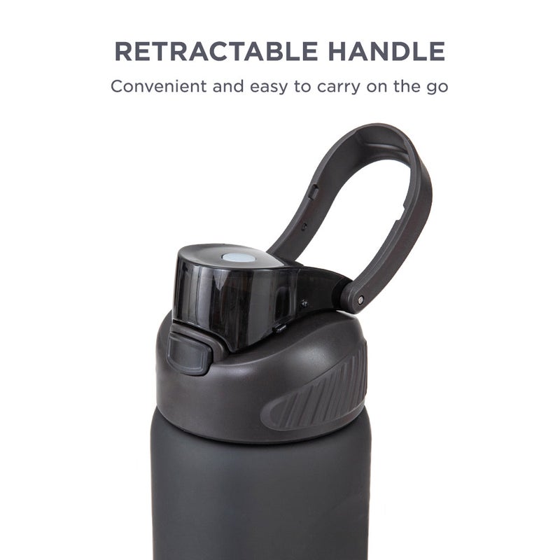 HYDROBREW Sip Switch Tritan Water Bottle 1000ml Leakproof, BPA Free, Straw & Spout Lid- Carbon - Image 4