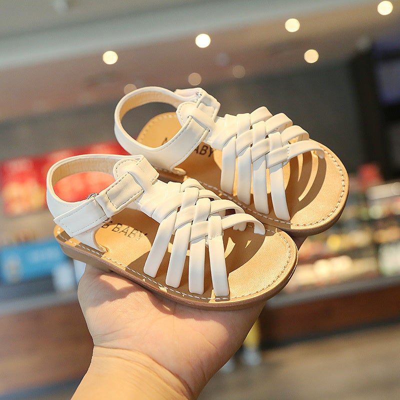 Girls' Woven Sandals 2022 Summer Korean Version Open-Toe Princess Shoes Baby Soft Sole Beach Shoes Comfortable Soft Sole - Image 1