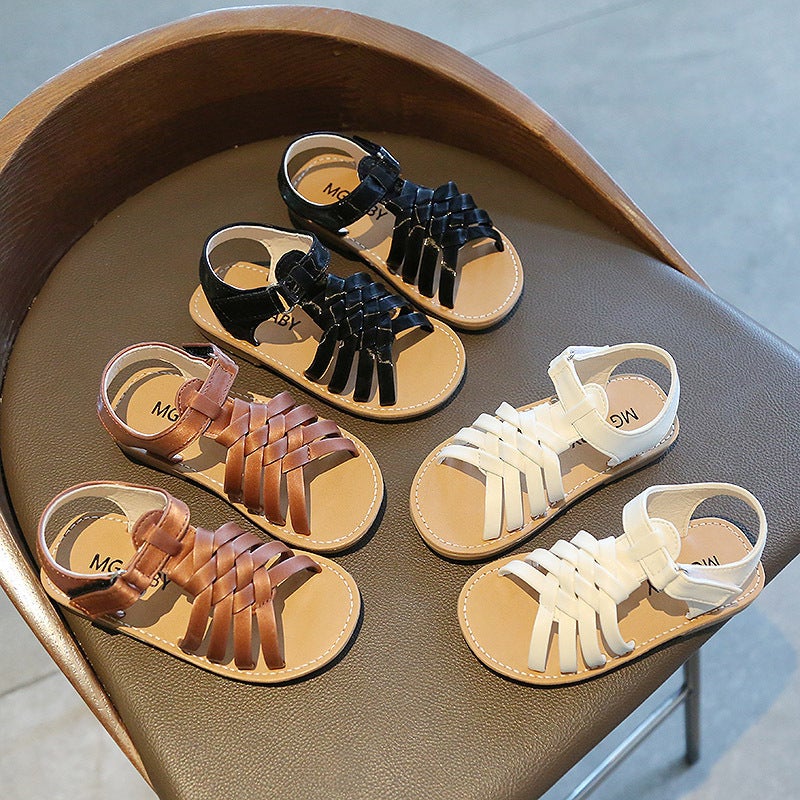 Girls' Woven Sandals 2022 Summer Korean Version Open-Toe Princess Shoes Baby Soft Sole Beach Shoes Comfortable Soft Sole - Image 2