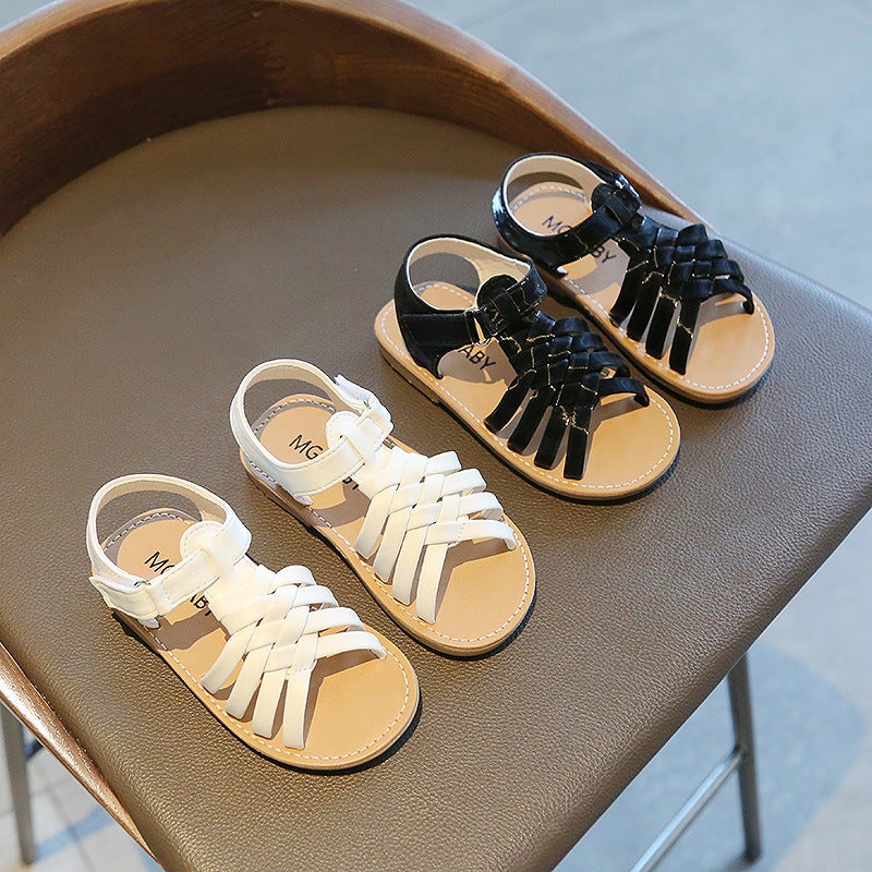 Girls' Woven Sandals 2022 Summer Korean Version Open-Toe Princess Shoes Baby Soft Sole Beach Shoes Comfortable Soft Sole - Image 4