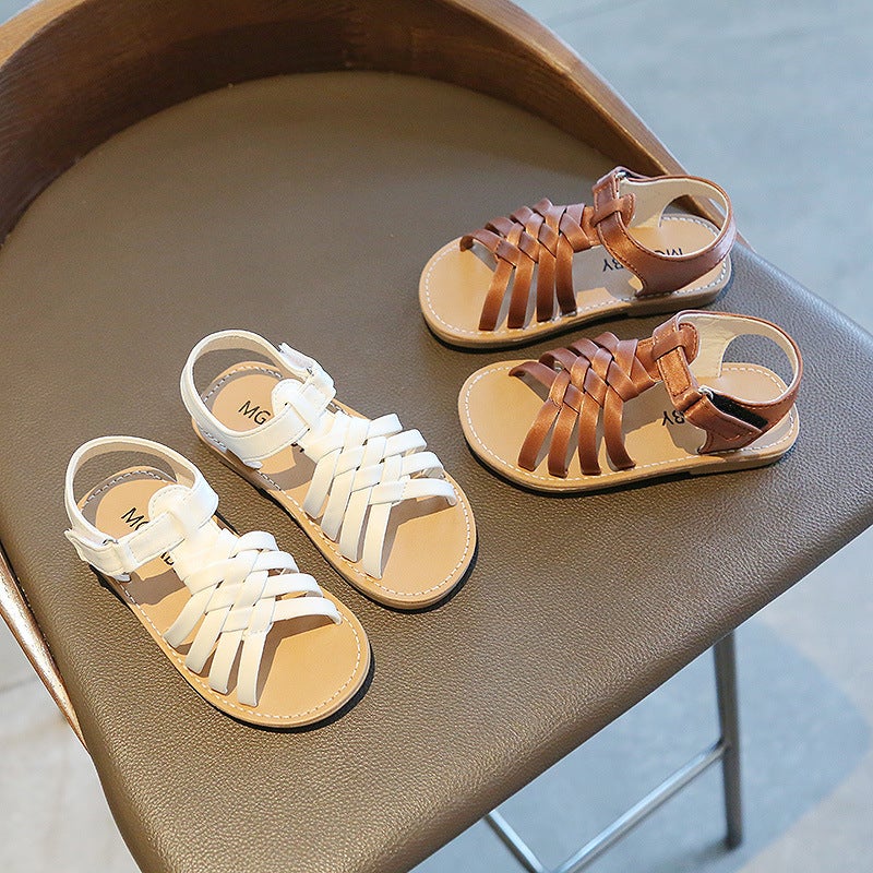 Girls' Woven Sandals 2022 Summer Korean Version Open-Toe Princess Shoes Baby Soft Sole Beach Shoes Comfortable Soft Sole - Image 3