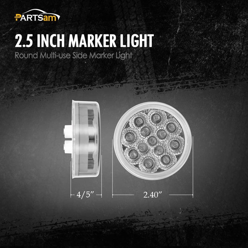 Partsam 2 Pcs 2.5" Round LED Side Marker Lights - Image 2